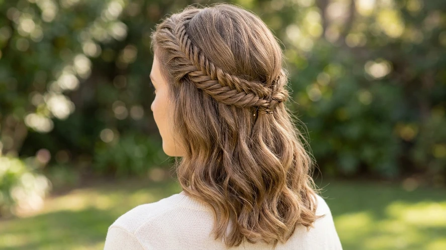 The Fishtail Braid Half Up