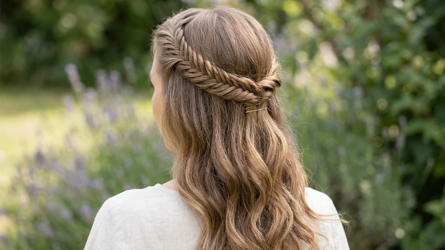 The Braided Crown Half Up Style