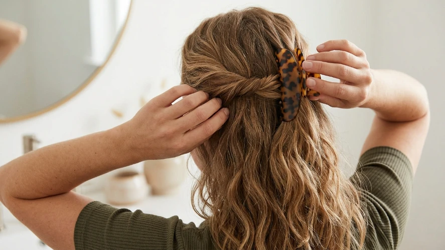 The Claw Clip Half Up Look