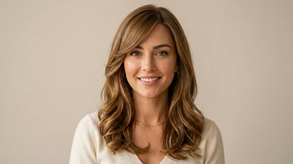 Medium Hair with Side-Swept Bangs and Layers