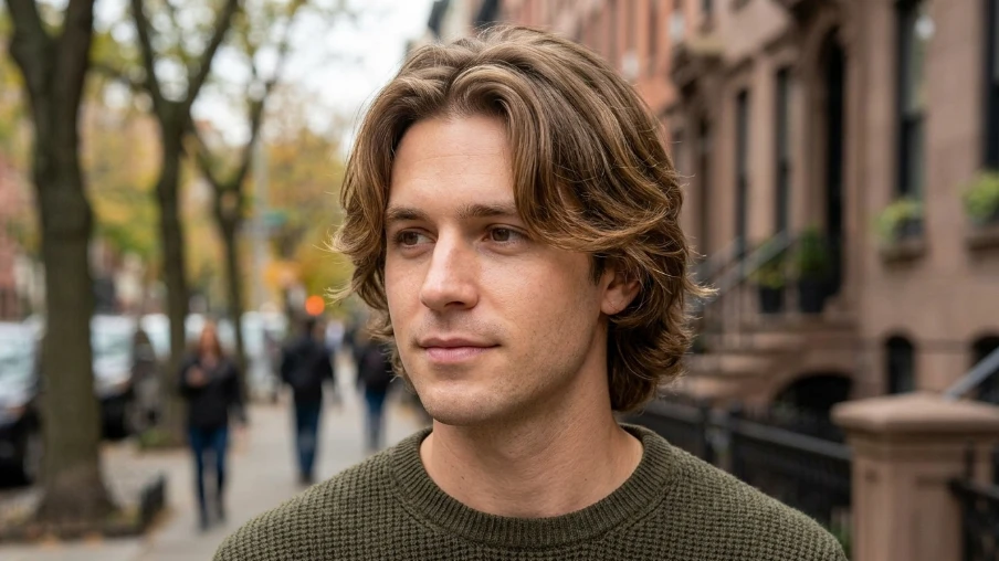The Medium Length Brown Hair with Curtain Bangs