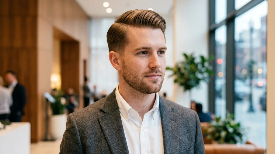 The Side Part Brown Haircut