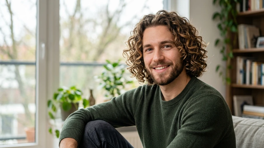 The Curly Light Brown Hair Men Look