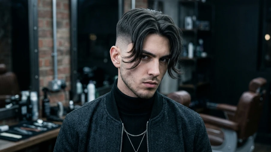 The Low Fade with Curtain Bangs