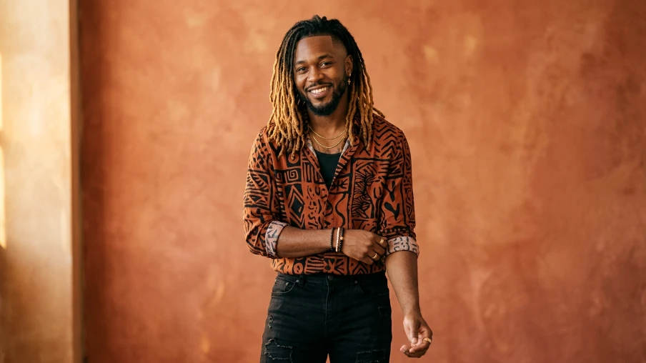 Colored Tip Locs with Mid Fade
