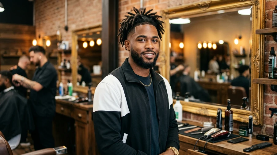 Locs with Burst Fade