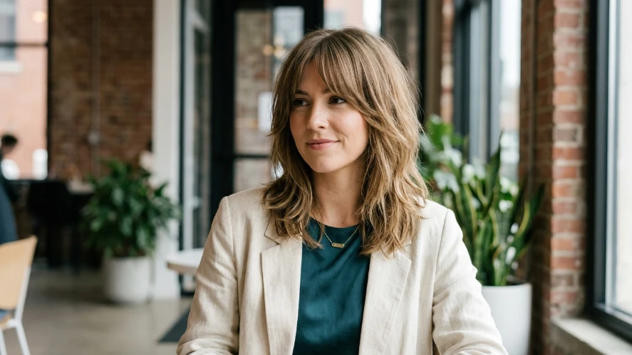 The Textured Lob Shag with Curtain Bangs