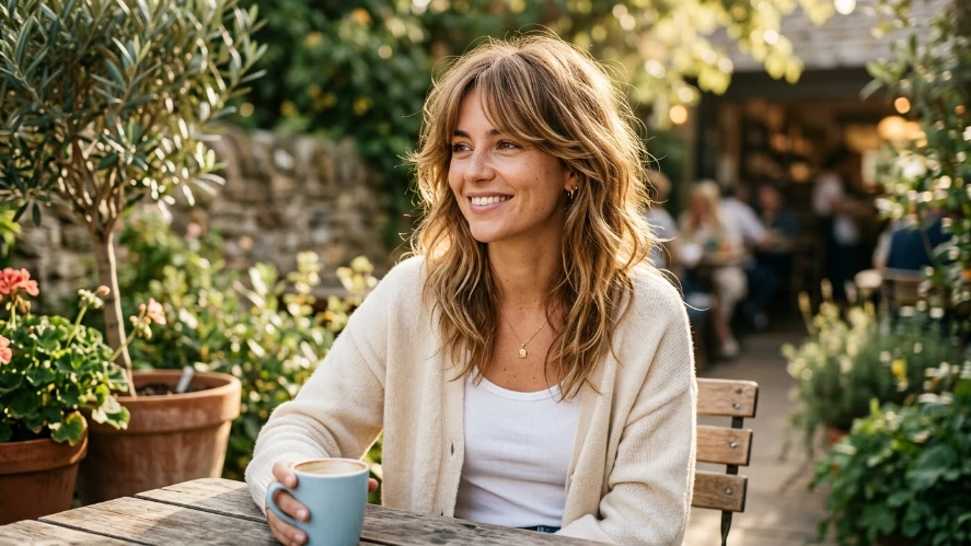 The Messy Layered Haircut with Relaxed Curtain Fringe