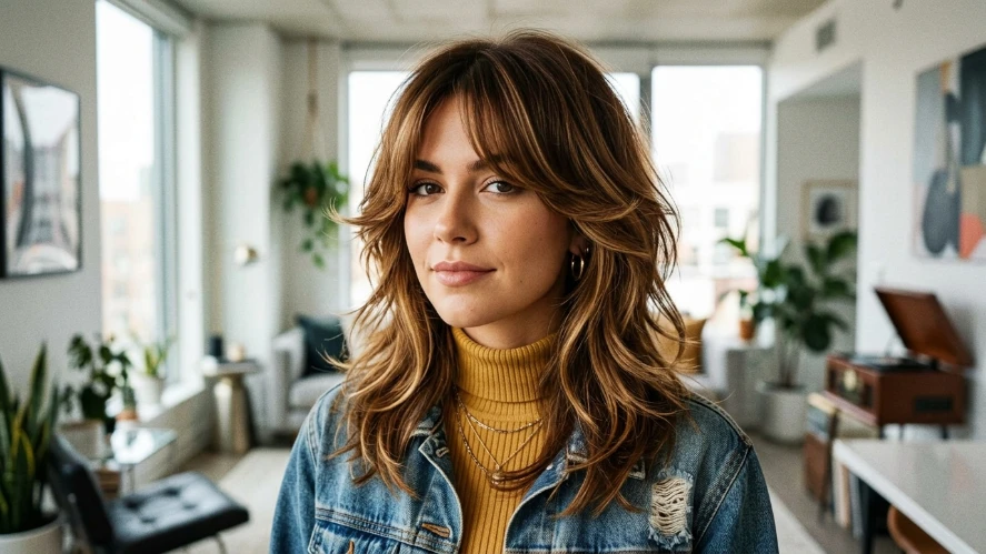 The Retro 70s Shag with Center-Parted Curtain Fringe