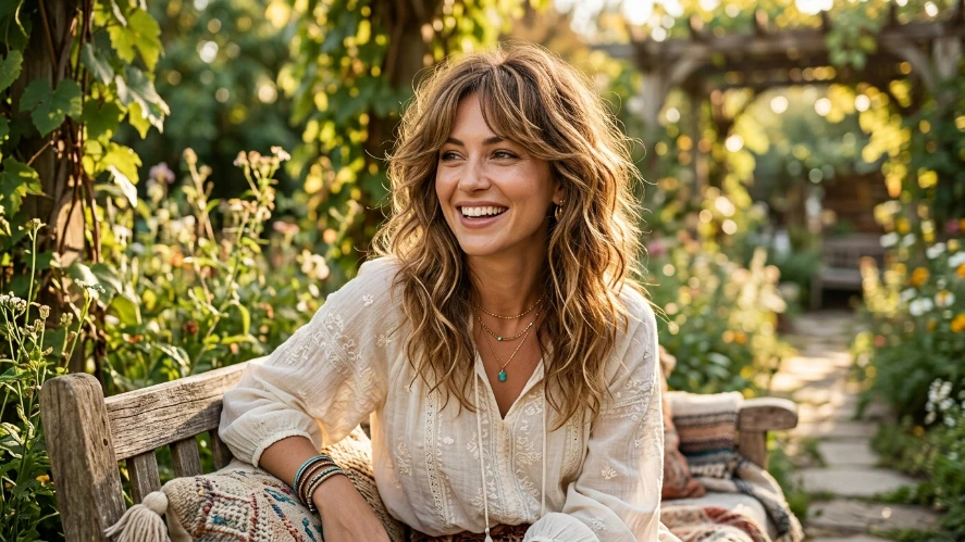 The Boho Shag Haircut with Loose Curtain Fringe