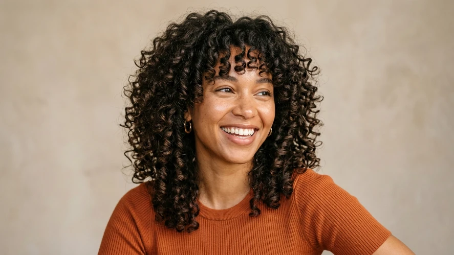 The Curly Shag with Curtain Bangs