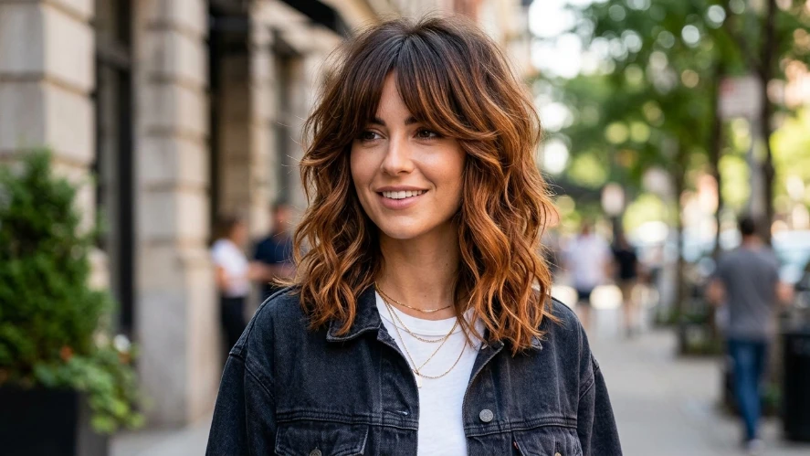 The Voluminous Wavy Shag with Curtain Bangs