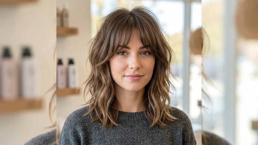 The Shoulder-Length Shag with Wispy Bangs