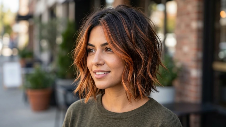 The Copper Highlighted Shaggy Bob