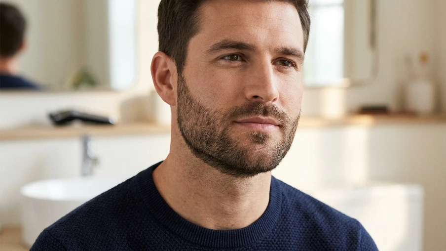 Heavy Stubble with Rounded Neckline