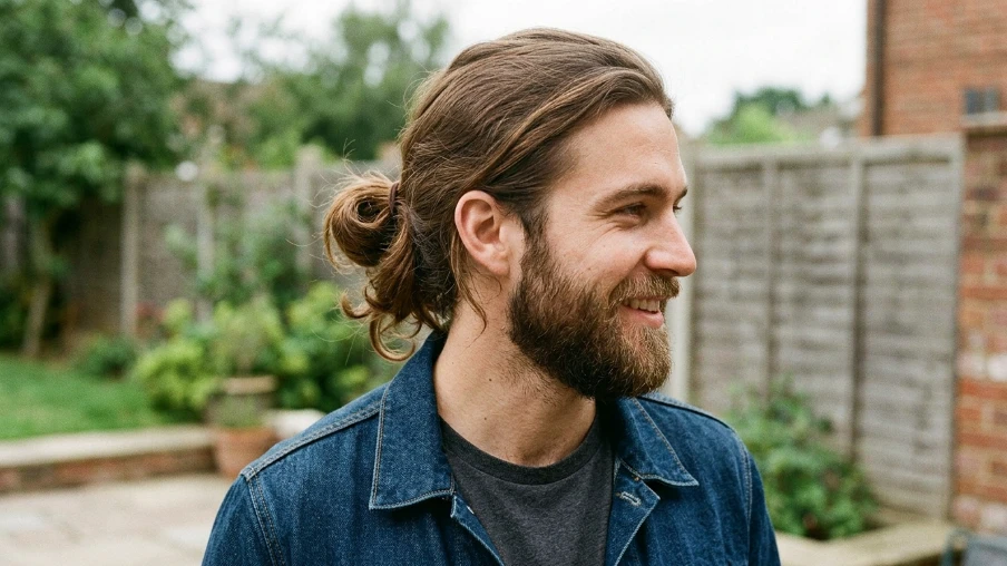 The Ponytail Bun with Casual Beard