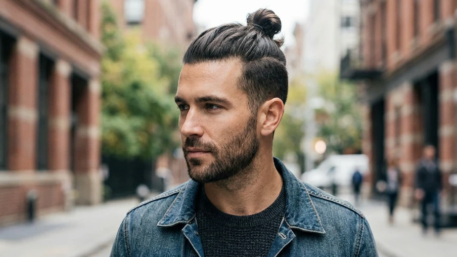 The Top Knot with Stubble Beard