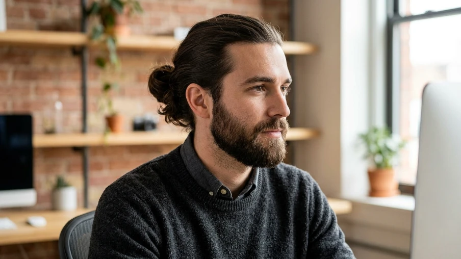The Low Man Bun with Beard