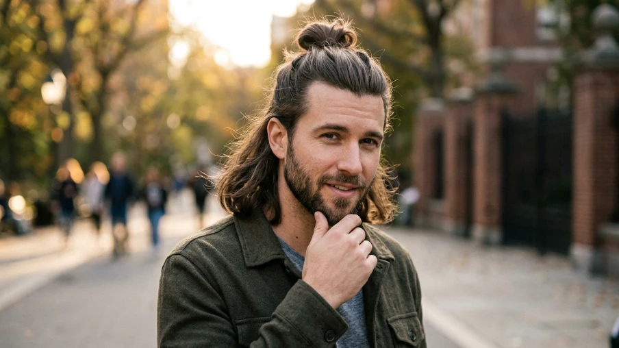The Half Bun with Beard