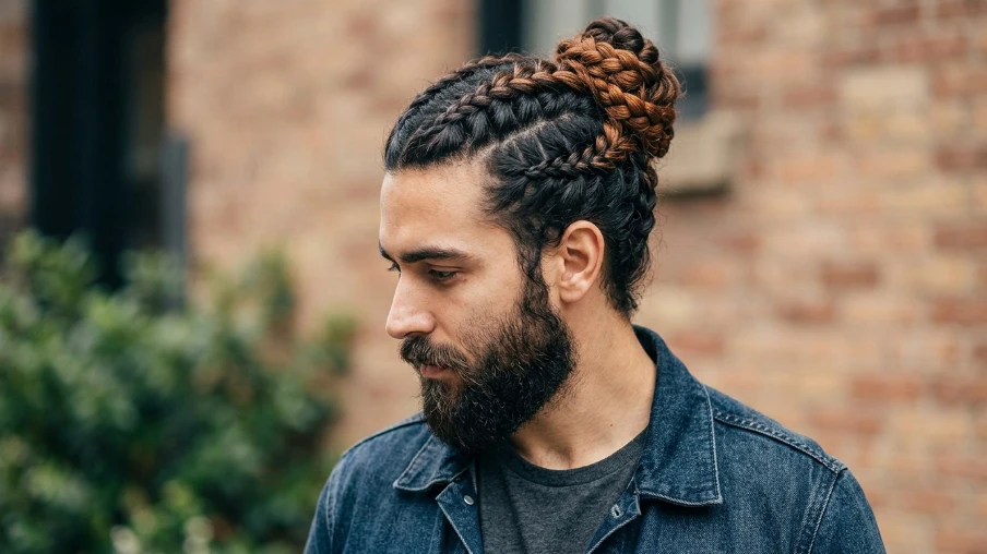 The Braided Man Bun with Beard