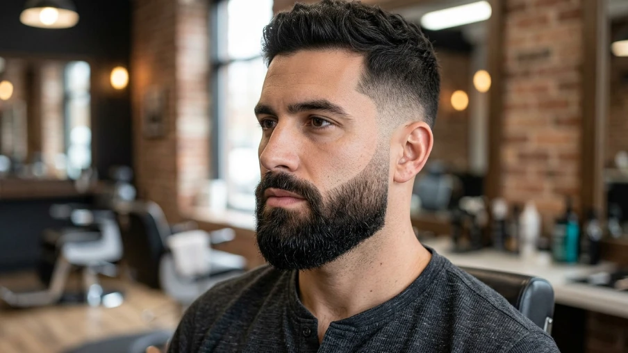 Fade Beard with Jawline Definition