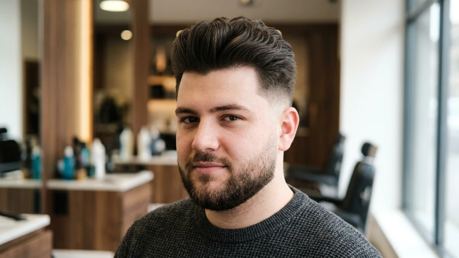 Low Fade Haircut with Volume on Top