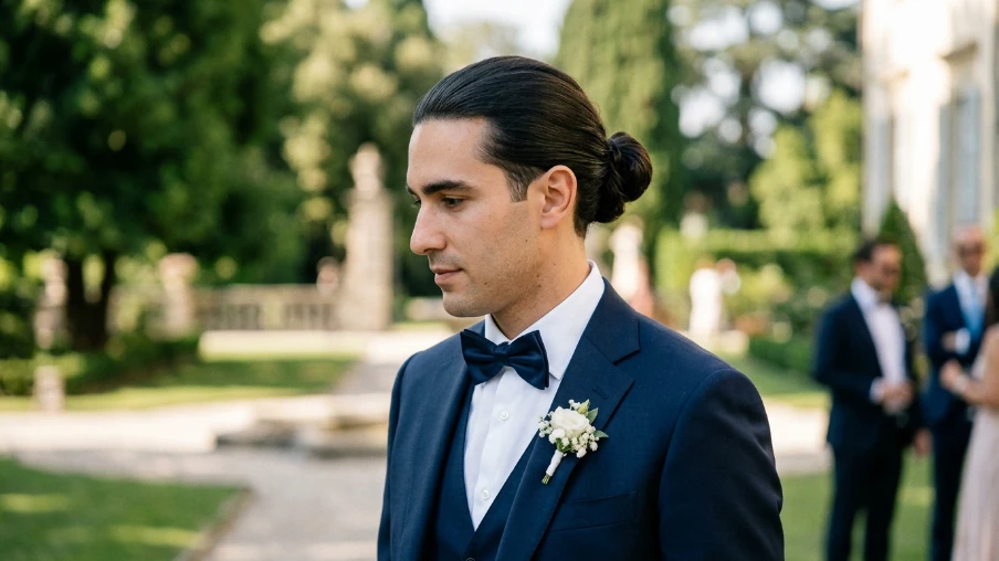 Elegant Hairstyle for Groom: The Low Bun